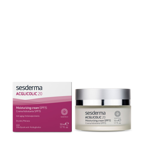 SESDERMA ACGLICOLIC 20 MOISTURIZING CREAM SPF15 | Mitrinošs krēms, 50 ml