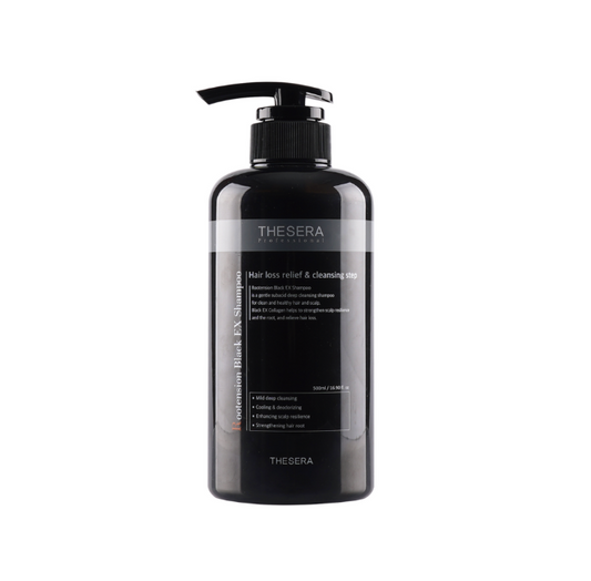 THESERA ROOTENSION BLACK EX SHAMPOO | Spēcīgas iedarbības šampūns pret matu izkrišanu, 500 ml