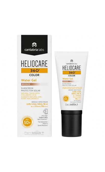 CANTABRIA LABS HELIOCARE 360° WATER GEL BRONZE SPF50+ | Intensīvi mitrinošs saules aizsargkrēms ar toni (BRONZE), SPF50+, 50 ml