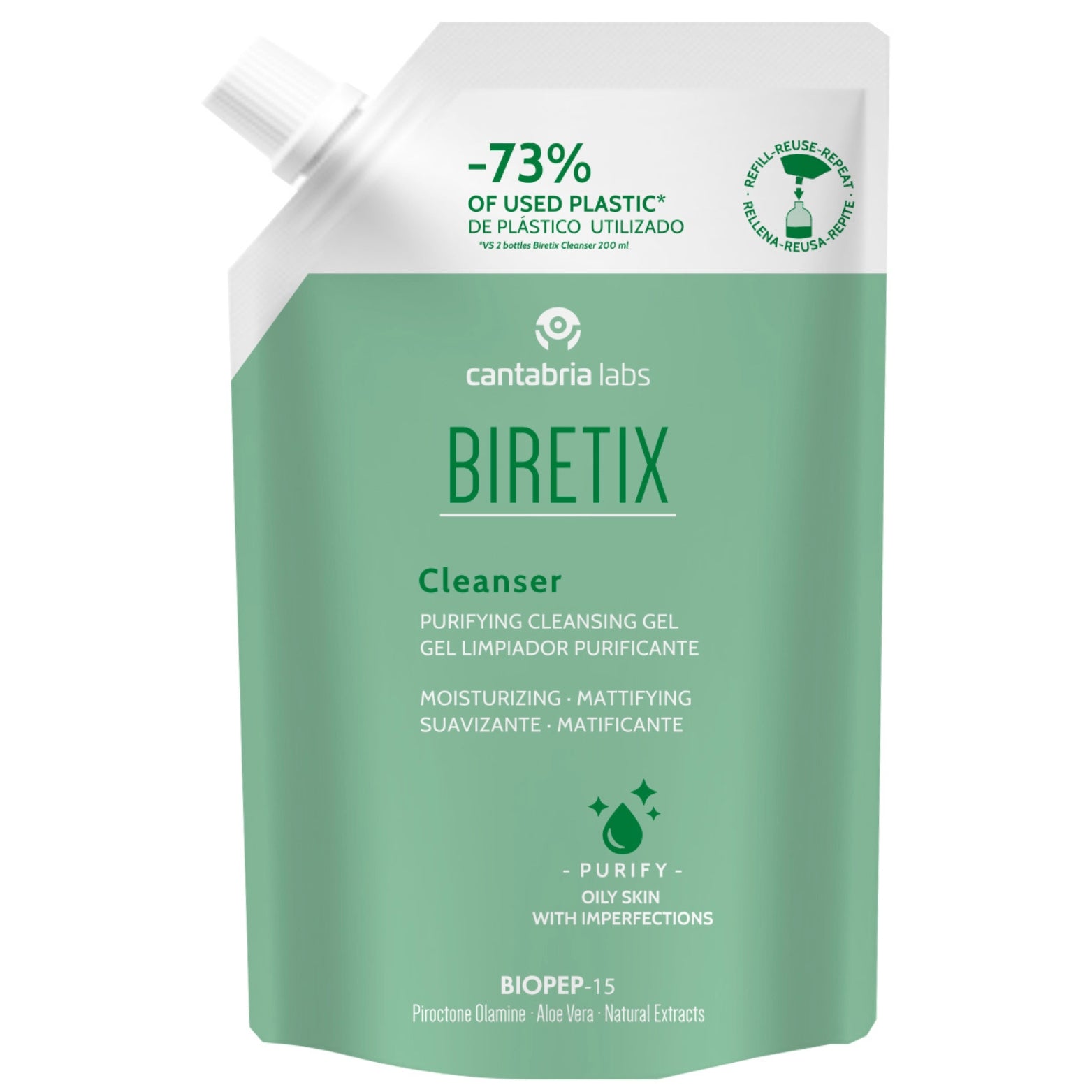 CANTABRIA LABS BIRETIX CLEANSER REFILL PACK I Sejas Attīrošā gela papildināms iepakojums, 400 ml