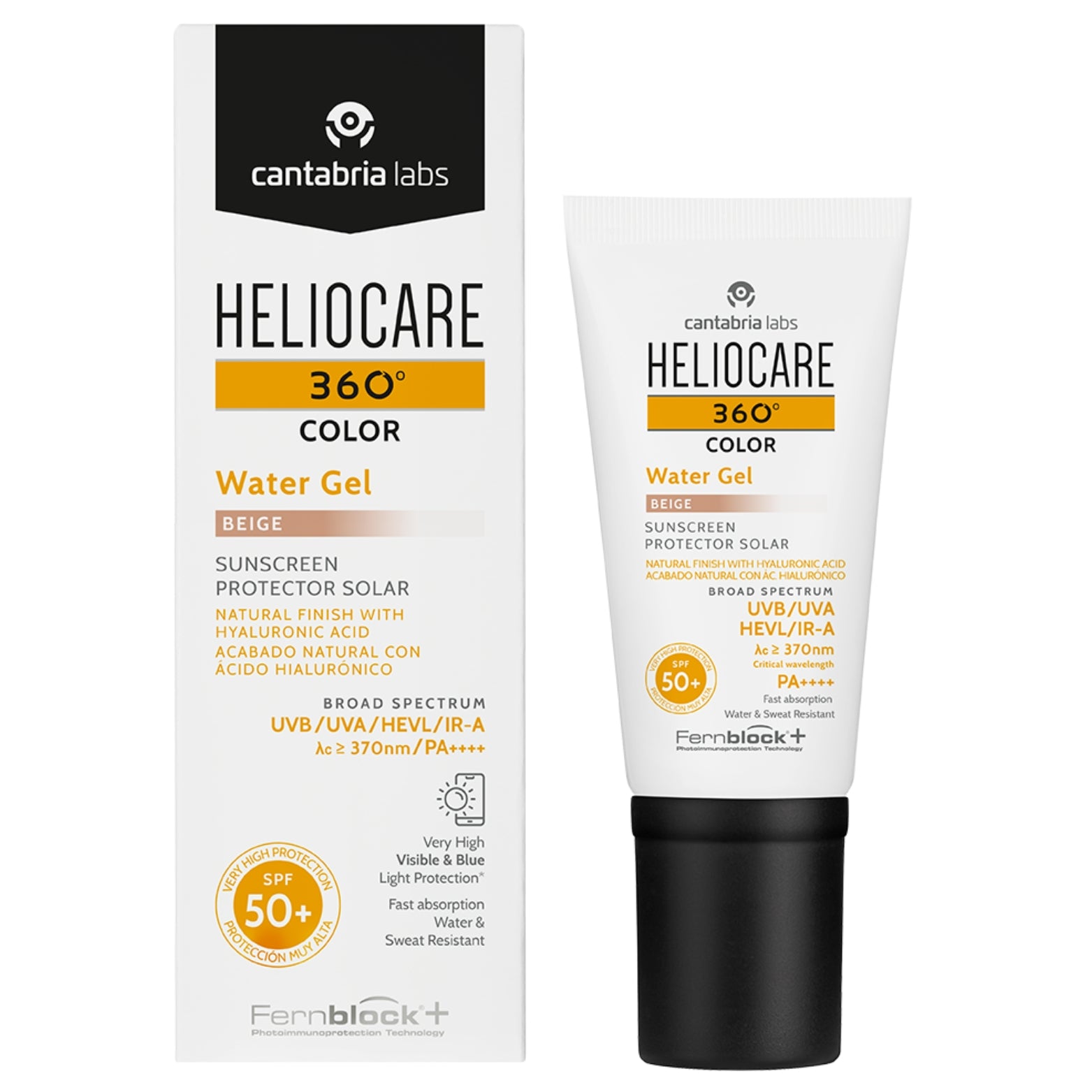 Cantabria Labs HELIOCARE 360° WATER GEL BEIGE SPF50+ | Intensīvi mitrinošs saules aizsargkrēms ar toni (BEIGE), SPF50+, 50 ml