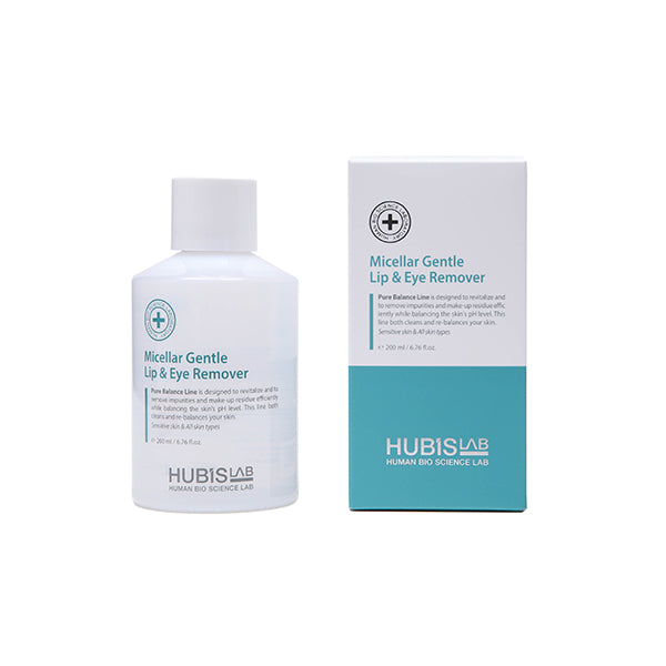 HUBISLAB Pure Balance Micellar Gentle Lip & Eye Remover | Micelārais ūdens acīm un lūpām, 200ml